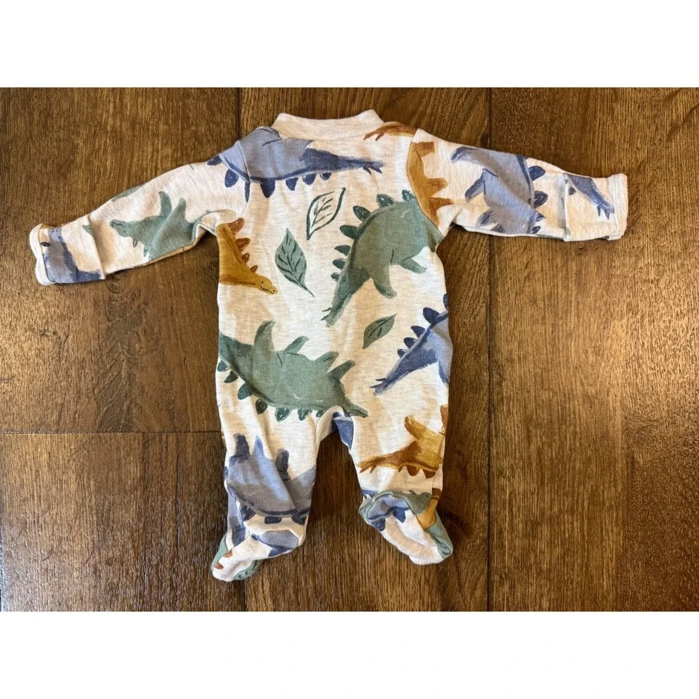 Carters Preemie Baby Boy Sleeper Dinosaur Cute Feet Outfit Zipper Cotton Doll 2
